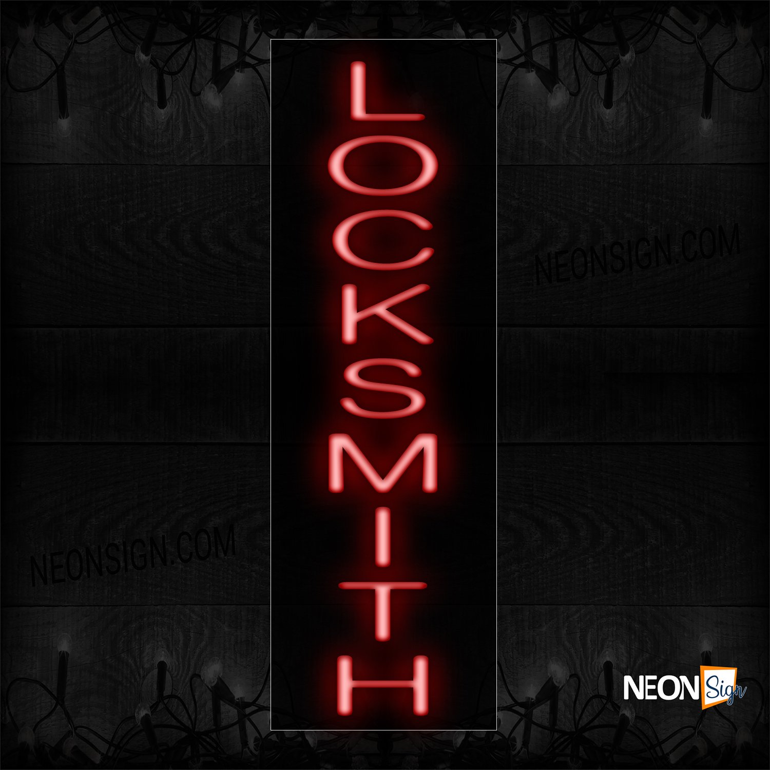 Image of 12447 Locksmith (Vertical) Neon Sign_8x32 Black Backing