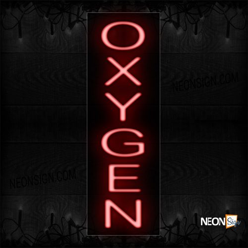 Image of 12455 Oxygen In Red (Vertical) Neon Sign_8x24 Black Backing