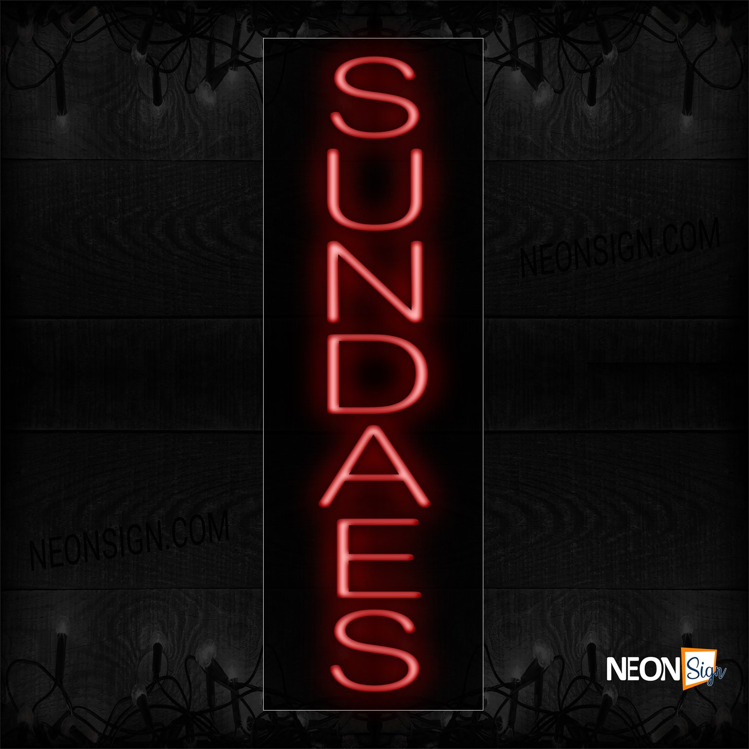 Image of 12465 Sundaes Neon Sign_8x27 Black Backing