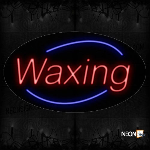 Image of 14016 Waxing In Red With Blue Arc Border Neon Signs_17x30 Black Backing