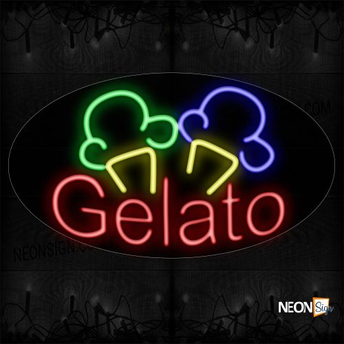 Image of 14044 Gelato With Logo Neon Sign_17x30 Black Backing