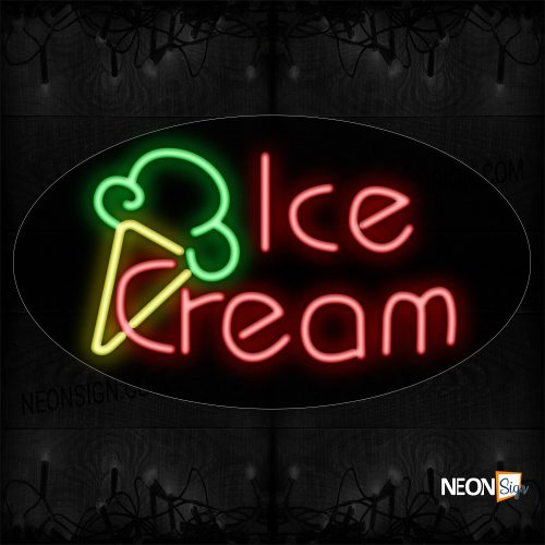 Image of 14048 Ice Cream In Red With Logo Neon Sign_17x30 Contoured Black Backing