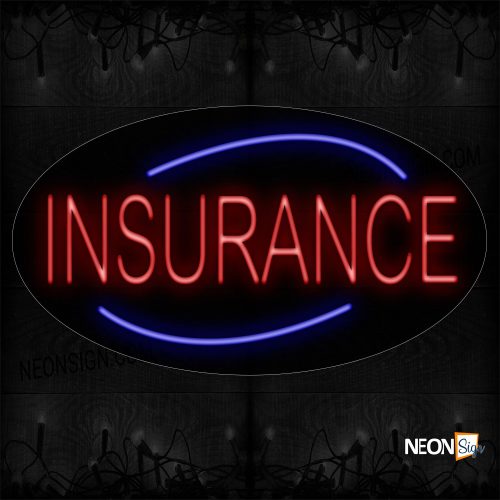 Image of 14049 Insurance With Arc Border Neon Sign_17x30 Contoured Black Backing
