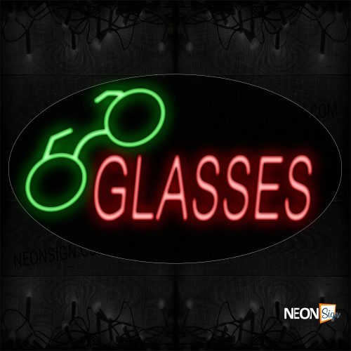 Image of 14104 Glasses With Logo Neon Sign_17x30 Contoured Black Backing