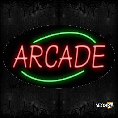 Image of 14140 Arcade With Curve Border Neon Sign_17x30 Contoured Black Backing