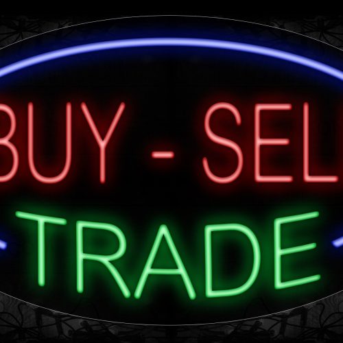 Image of 14166 By-Sell Trace With Blue Oval Border Neon Signs_17x30 Contoured Black Backing