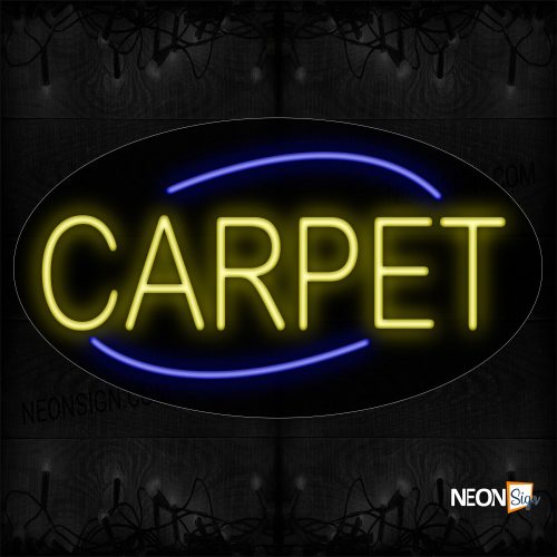 Image of 14171 Carpet In Yellow With Blue Arc Border Neon Sign_17x30 Contoured Black Backing
