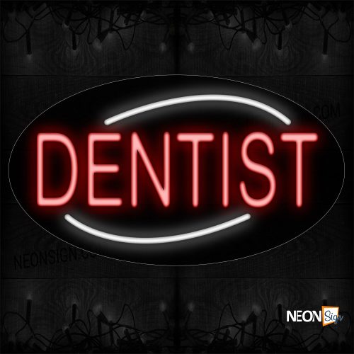 Image of 14187 Red Dentist Neon Sign_17x30 Black Backing