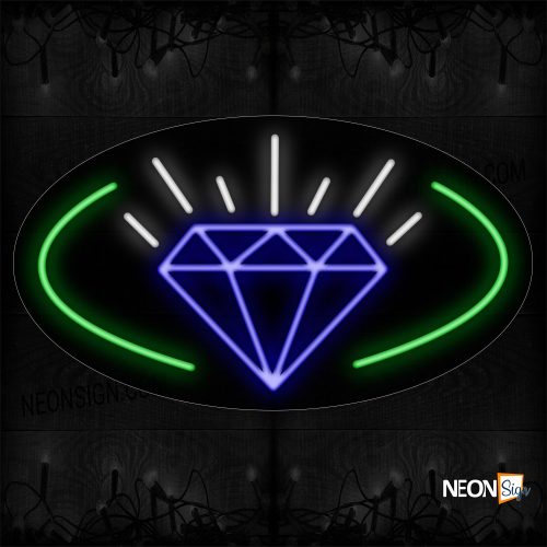 Image of 14189 Shine Diamond With Arc Line Neon Sign_17x30 Contoured Black Backing