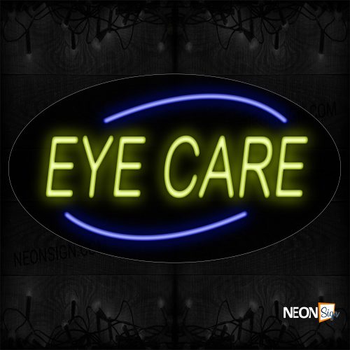 Image of 14203 Eye Care With Arc Border Neon Sign_17x30 Contoured Black Backing