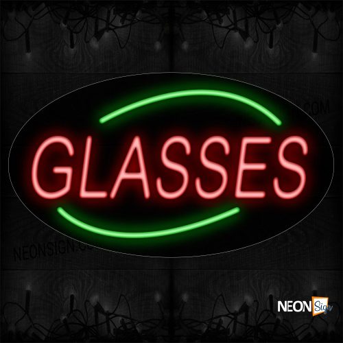 Image of 14214 Glasses With Curve Line Neon Sign_17x30 Contoured Black Backing