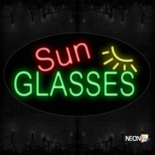 Image of 14215 Sunglasses With Sun Logo Neon Sign_17x30 Contoured Black Backing