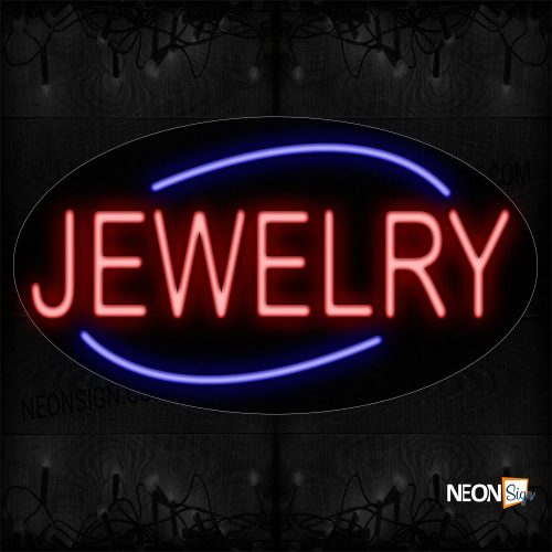 Image of 14227 Red Jewelry Traditional Neon_17x30 Contoured Black Backing