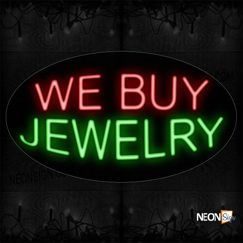 Image of 14229 We BUy Jewelry Neon Sign_17x30 Contoured Black Backing