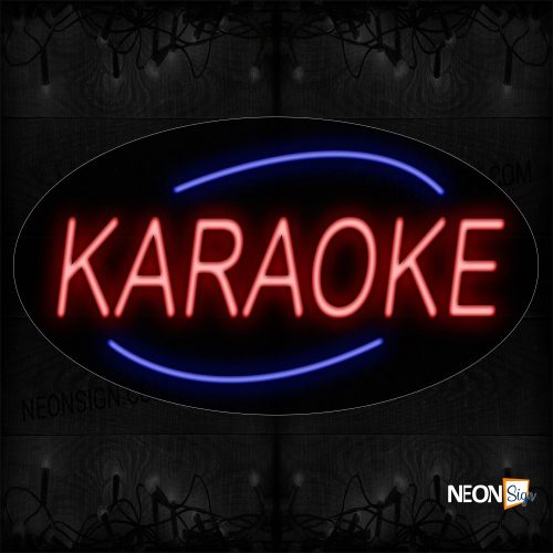 Image of 14232 Karaoke With Arc Border Neon Sign_17x30 Countoured Black Backing