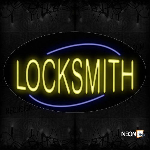 Image of 14239 Locksmith With Curve Line Neon Sign_17x30 Contoured Black Backing