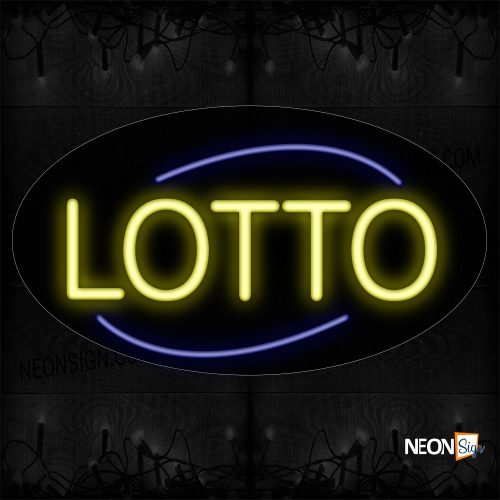Image of 14241 Lotto With Arc Line Neon Sign_17x30 Contoured Black Backing