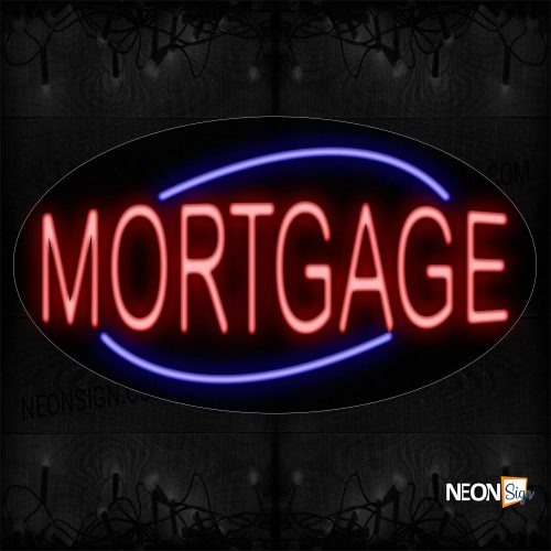 Image of 14250 Mortgage With Curve Line Neon Sign_17x30 Contoured Black Backing