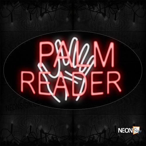 Image of 14264 Palm Reader With Hand Logo Neon Sign_17x30 Contoured Black Backing