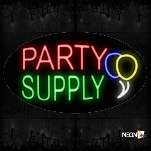 Image of 14266 Party Supply With Balloon Logo Neon Sign_17x30 Contoured Black Backing