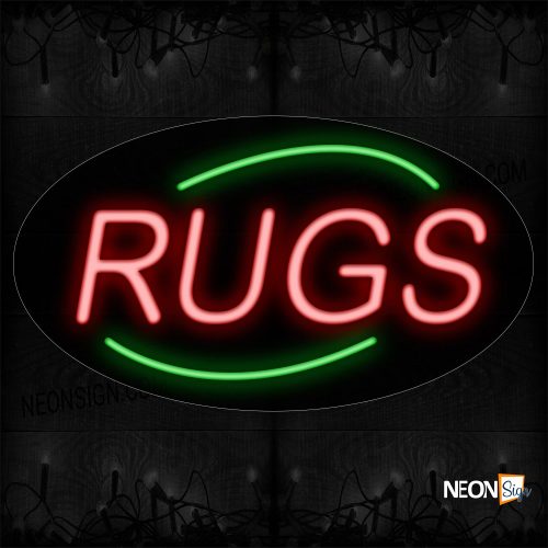 Image of 14286 Rugs In Red With Green Arc Border Neon Sign_17x30 Contoured Black Backing