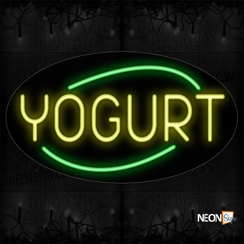 Image of 14320 Yogurt With Arc Border Neon Sign_17x30 Contoured Black Backing