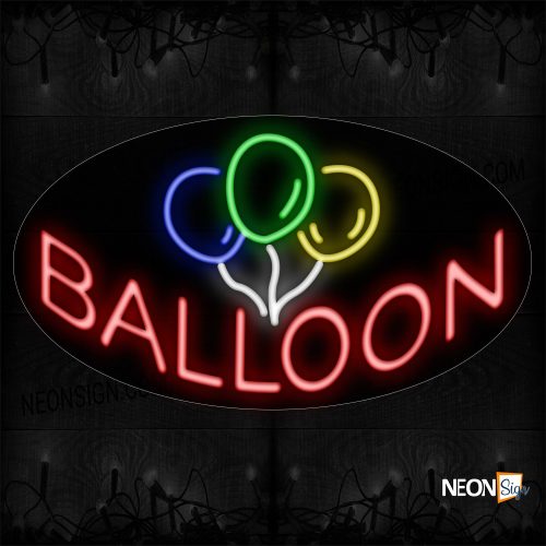 Image of 14321 Balloon With Logo Neon Sign_17x30 Contoured Black Backing