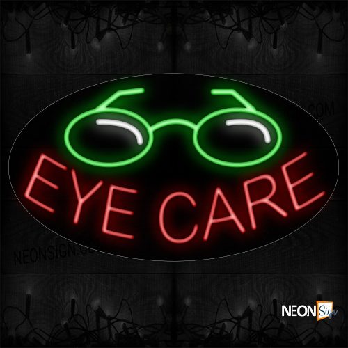 Image of 14340 Eye Care With Eyeglass Neon Sign_17x30 Contoured Black Backing