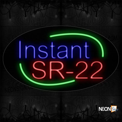 Image of 14374 Instant Sr-22 With Arc Border Neon Sign_17x30 Contoured Black Backing