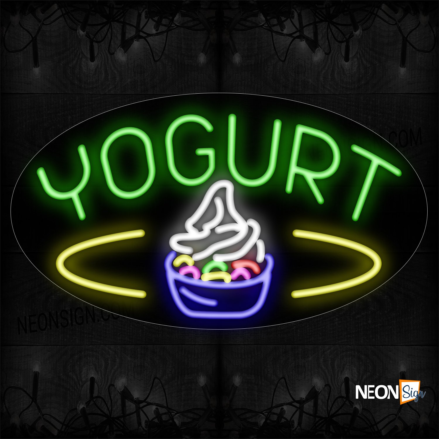 Image of 14409 Green Yogurt Traditional Neon_17x30 Contoured Black Backing