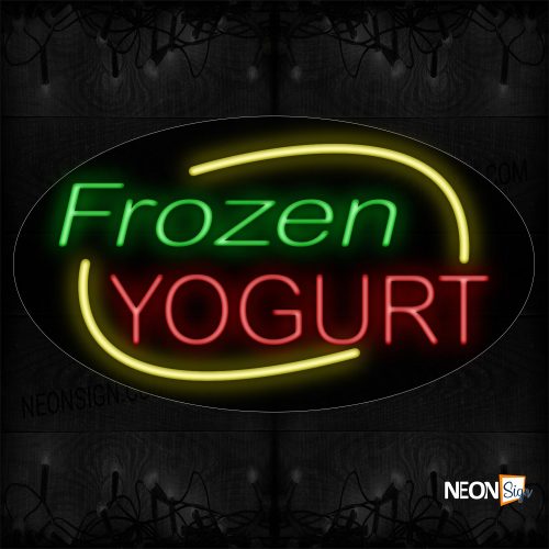 Image of 14412 Frozen Yogurt With Arc Border Neon Sign_17x30 Contoured Black Backing