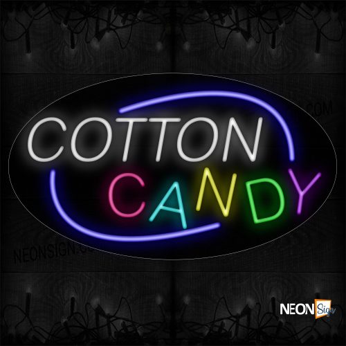 Image of 14440 Cotton Candy With Arc Border Neon Sign_17x30 Contoured Black Backing