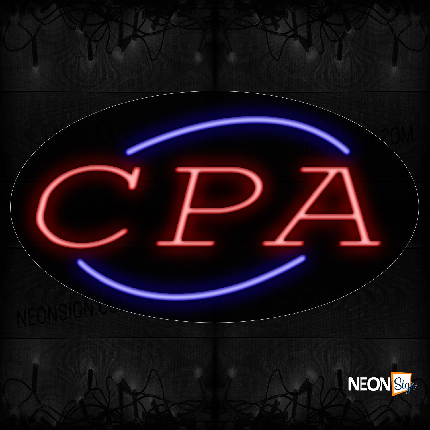 Image of 14441 Cpa With Arch Border Sign Neon Sign_17x30 Contoured Black Backing