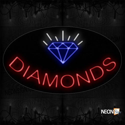 Image of 14443 Diamonds With Logo Neon Sign_17x30 Contoured Black Backing