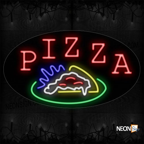 Image of 14469 Pizza With Food Logo Neon Sign_17x30 Contoured Black Backing