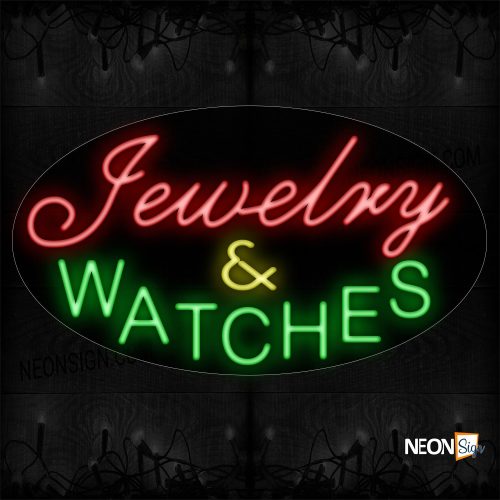 Image of 14530 Jewelry & Watches Neon Sign_17x30 Contoured Black Backing