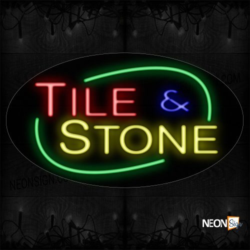 Image of 14562 Tile & Stone With Arc Border Neon Sign_17x30 Contoured Black Backing