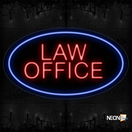 Image of 14632 Law Office In Red With Blue Oval Border Neon Sign_17x30 Contoured Black Backing