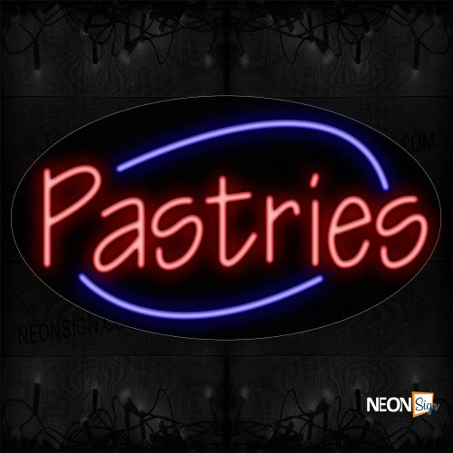 Image of 14638 Pastries With Arc Border Neon Sign_17x30 Contoured Black Backing