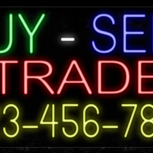 Image of 15053 By-Sell Trade And Phone Number Neon Signs_20x37 Black Backing