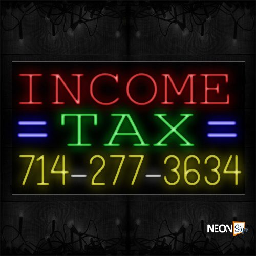 Image of 15073 Income Tax With Hotline Traditional Neon_20x37 Black Backing