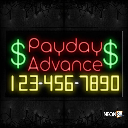 Image of 15092 Payday Advance With Contact No Neon Sign_20x37 Black Backing