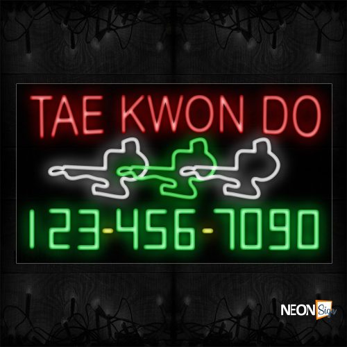 Image of 15103 Taekwondo And Phone Number With Logo Neon Sign_20x37 Black Backing