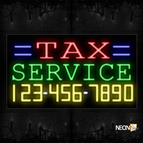Image of 15110 Tax Service With Hotline Traditional Neon_20x37 Black Backing