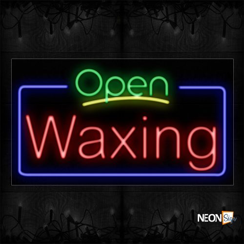 Image of 15414 Open Waxing With Blue Box And Yellow Underline Traditional Neon_20x37 Black Backing