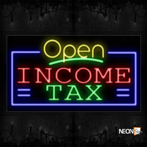 Image of 15520Open Income Tax With Blue Border And White Lines_20x37 Black Backing