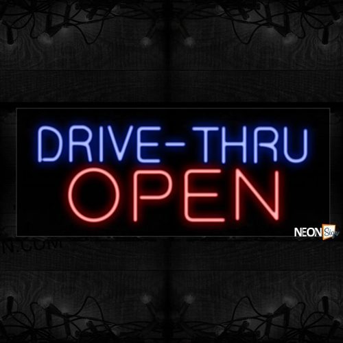 Image of 10005 Drive-thru Open Neon Sign_13x32 Black Backing