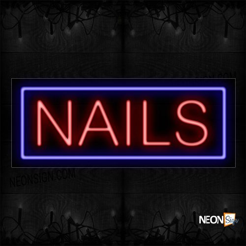 Image of Nails in Red With Border Neon Sign