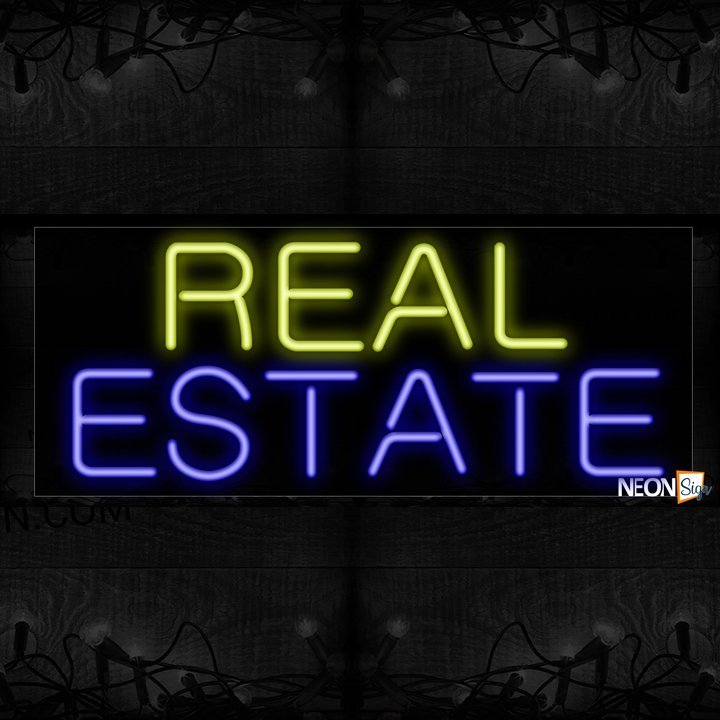 Image of 10115 Real Estate Neon Sign_13x32 Black Backing