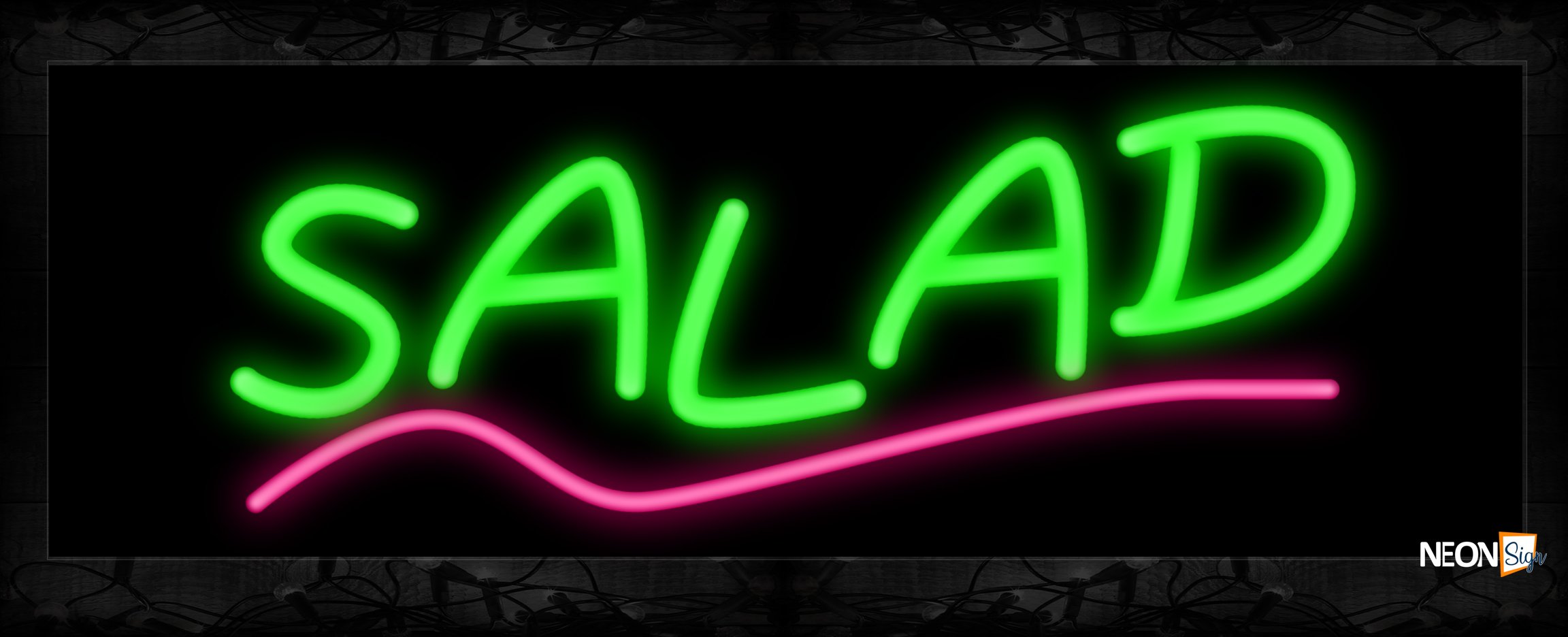 Image of Salad In Green With Pink Line Neon Sign